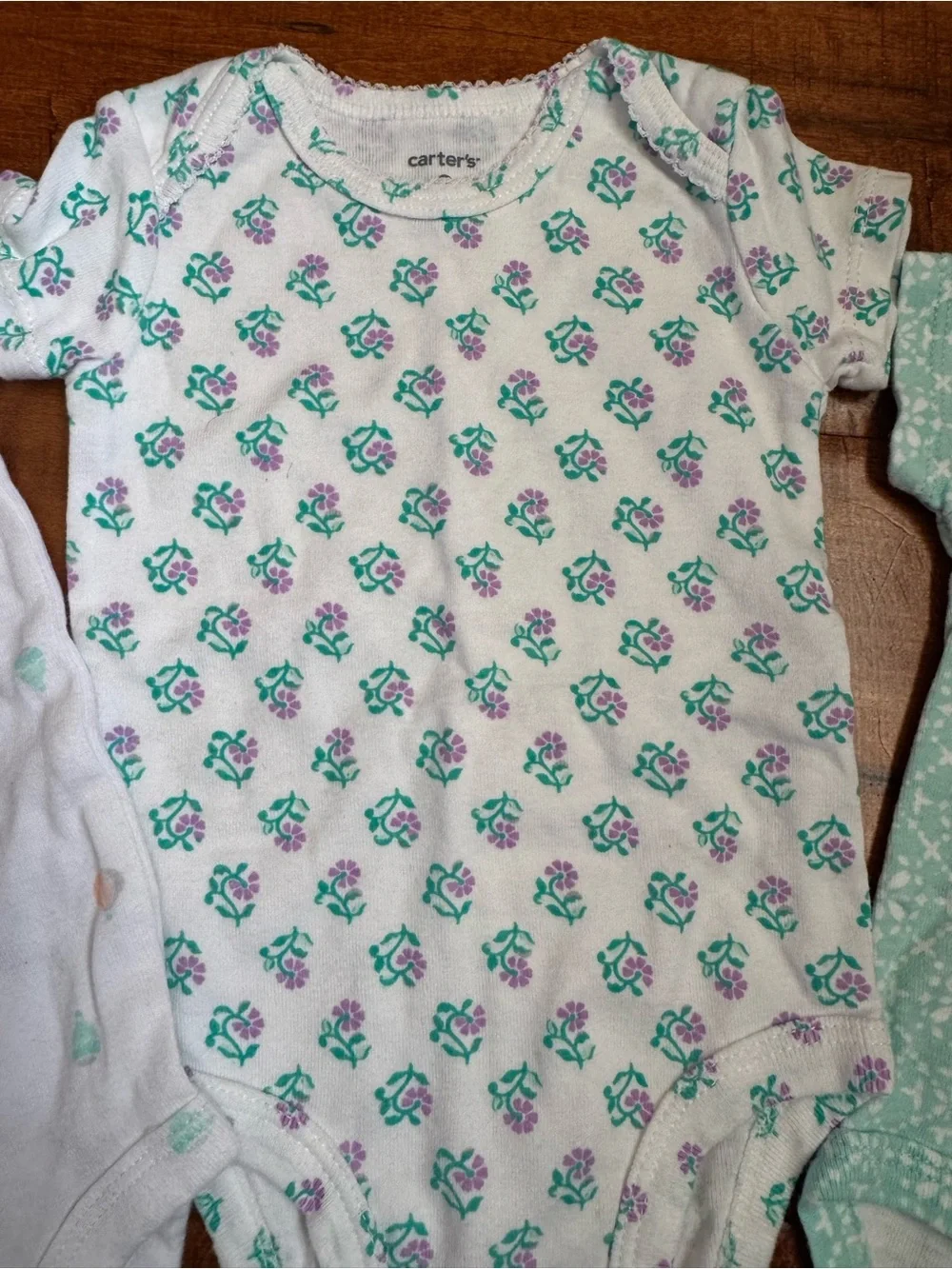 Carter's Mint Green & White Short-Sleeve One-Piece Bodysuit Set - 3 Pack